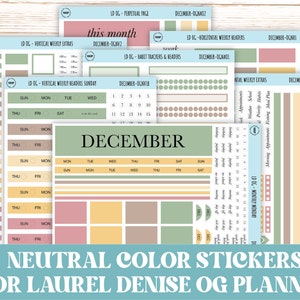 Neutrale kleurenstickers voor originele horizontale en verticale Laurel Denise planners. DECEMBER || OGNDEC