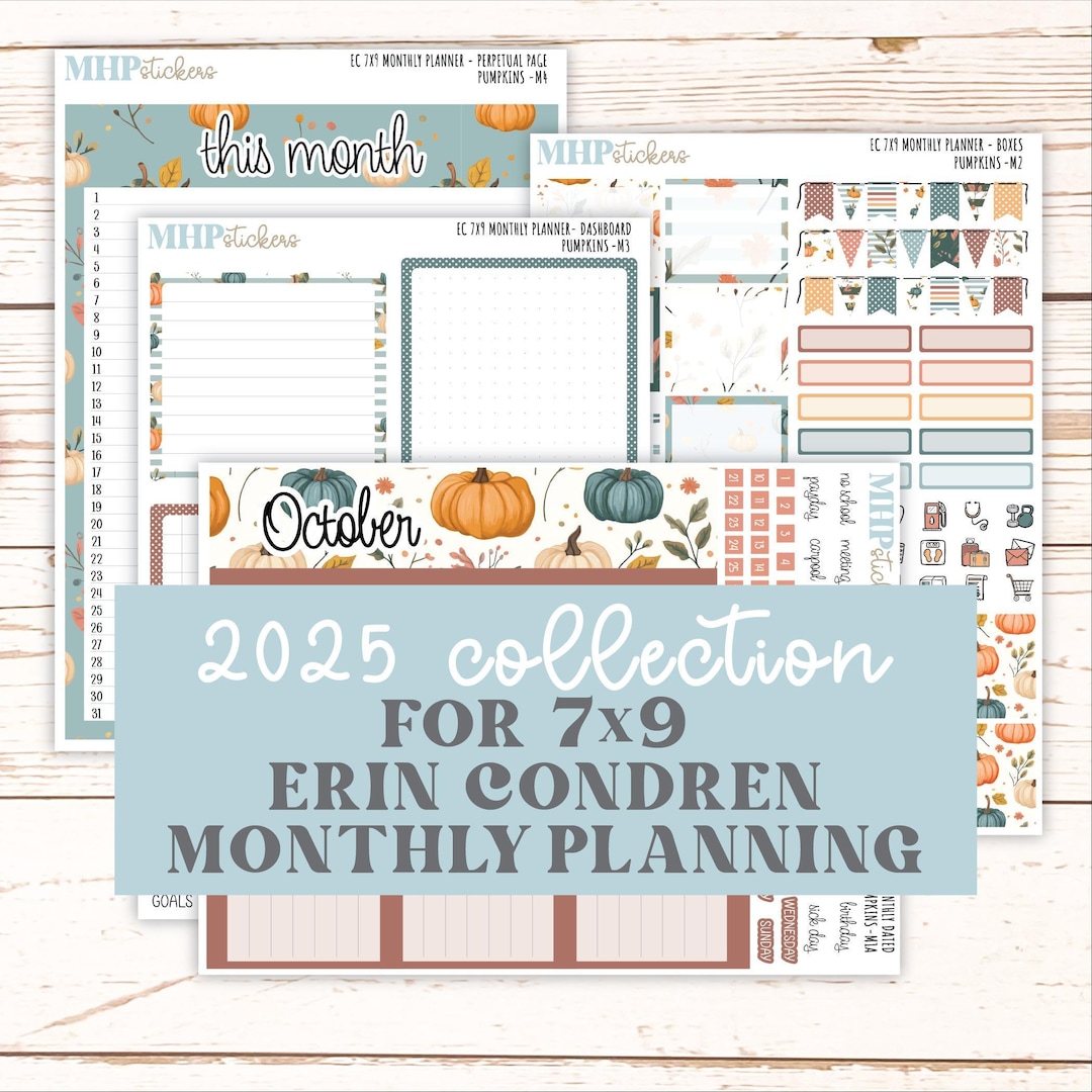 OCTOBER MONTHLY Kit for 7x9 Erin Condren Planners. 2025 Collection ...