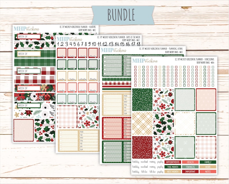 DECEMBER Weekly Horizontal Planning Kit for 7x9 Erin Condren Planners ...