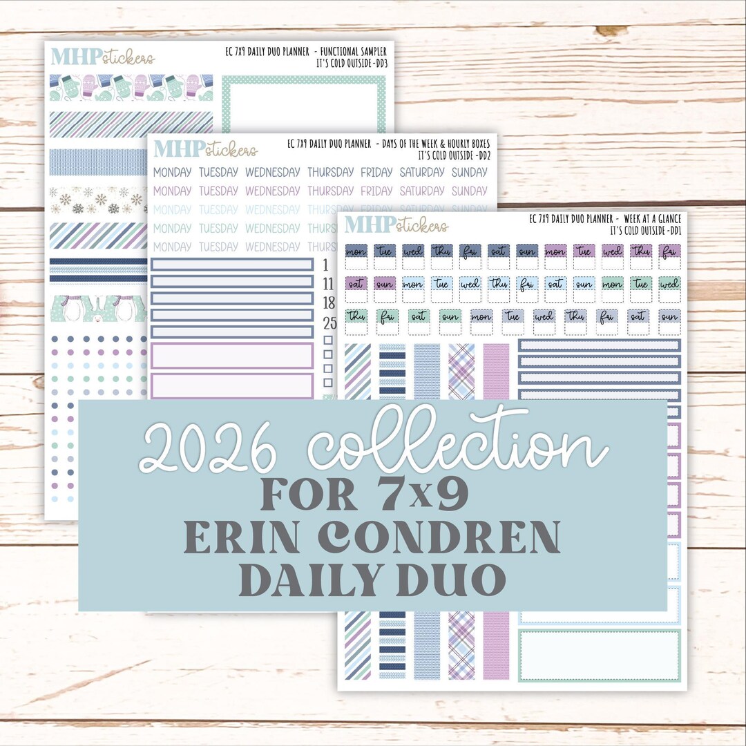 JANUARY Daily Duo Sticker Kit for 7x9 Erin Condren Planners. 2026 ...