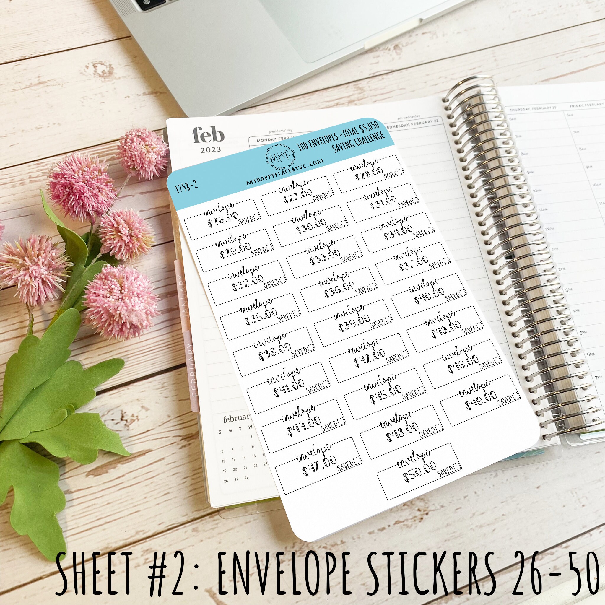 100 Envelope Stickers for Savings Challenge (total Savings 5,050.00 ...