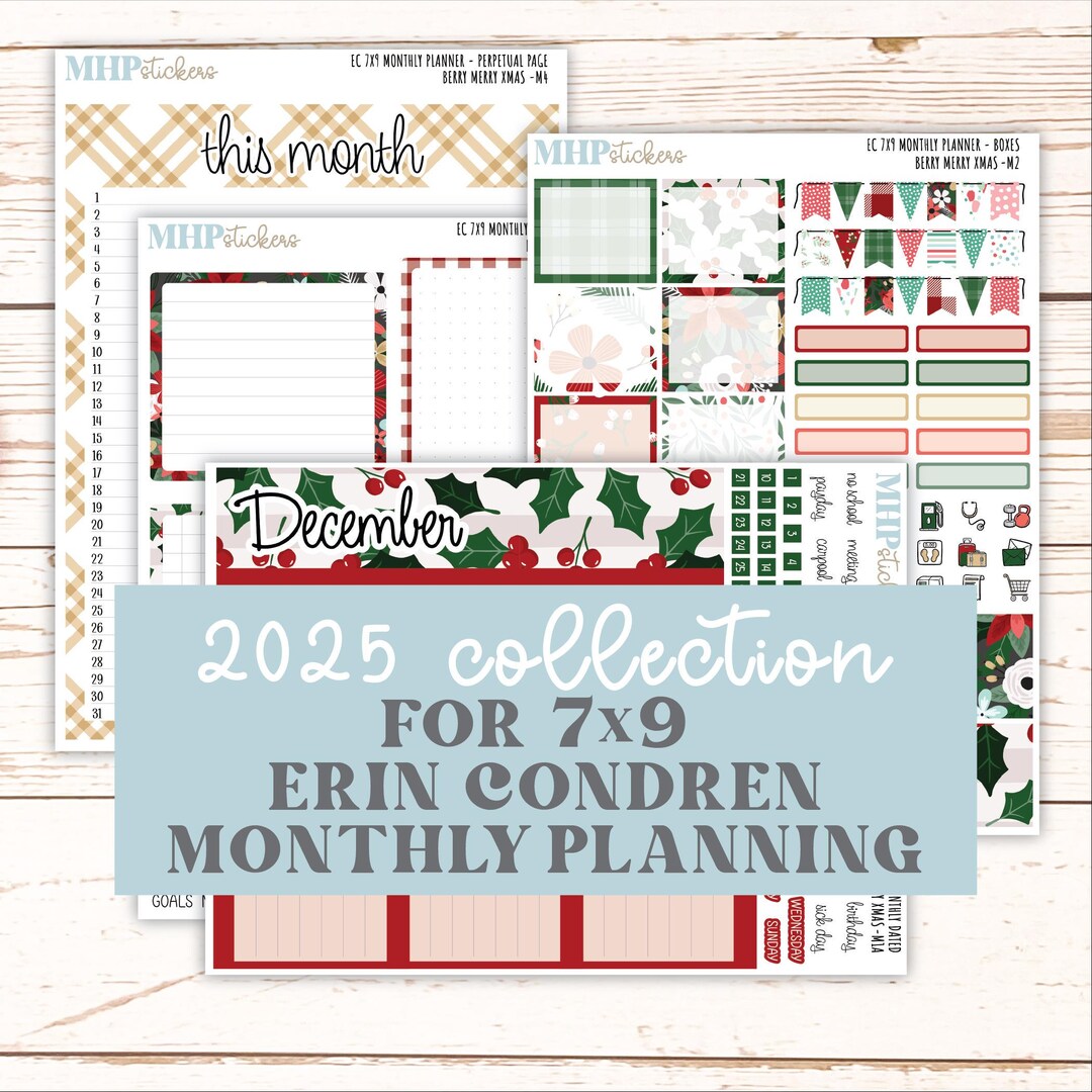 DECEMBER MONTHLY Kit for 7x9 Erin Condren Planners. 2025 Collection ...