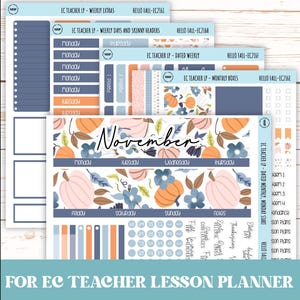 NOVEMBER Stickers for EC Teacher Lesson Planner. &quot;Hello Fall&quot;  || EC216HF