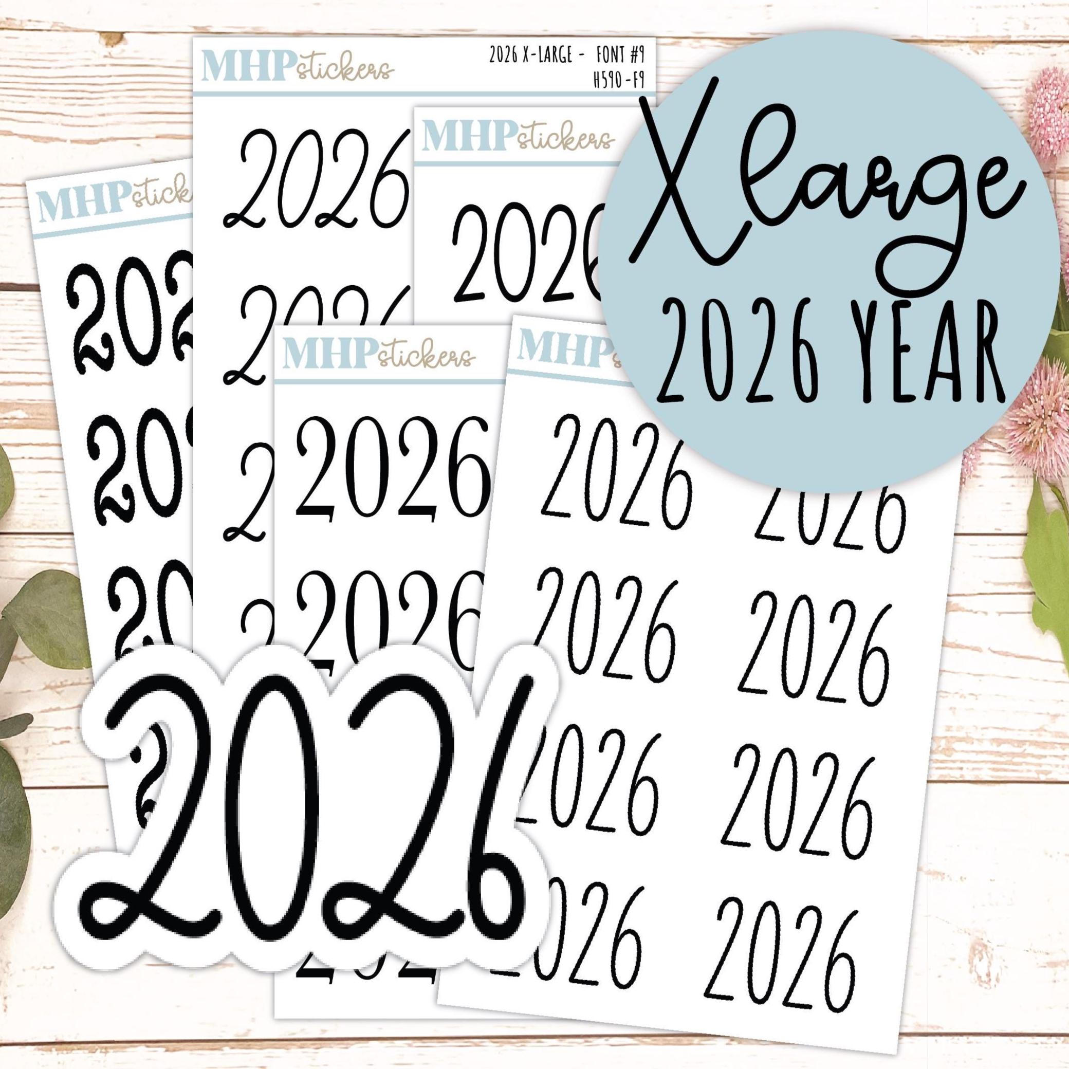 2026 Year X-large Size Stickers for Planners || H590 - Etsy Denmark