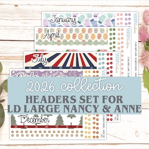 2026 Monthly Headers Set for the Large Nancy & Anne Laurel Denise ...