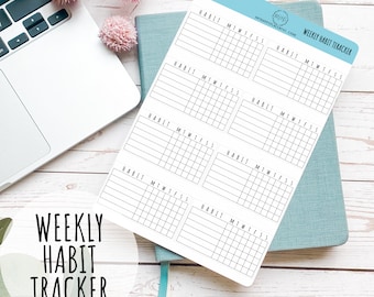 Weekly Habit Tracker-stickers voor Bullet Journals en Planners || F737