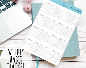 Weekly Habit Tracker Stickers for Bullet Journals and Planners || F737