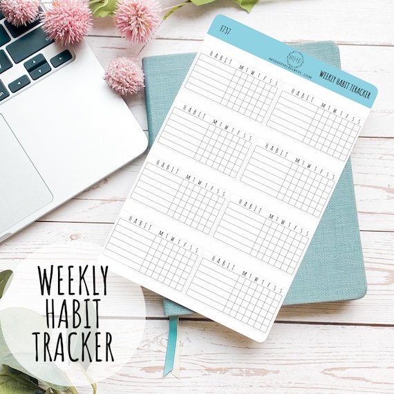 Weekly Habit Tracker Stickers for Bullet Journals and Planners || F737