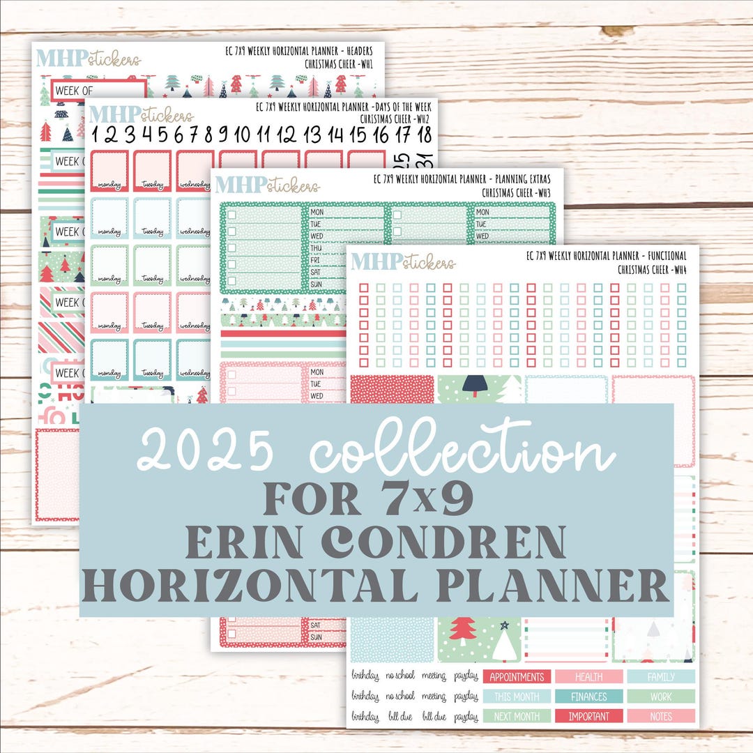 DECEMBER Weekly Horizontal Planning Kit for 7x9 Erin Condren Planners ...
