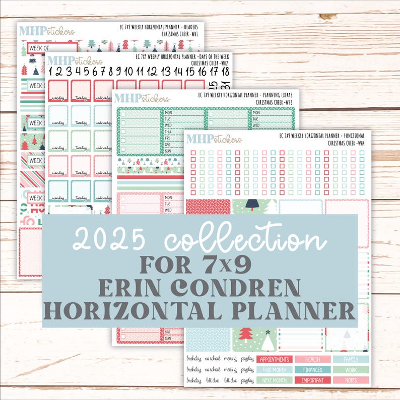 DECEMBER Weekly Horizontal Planning Kit for 7x9 Erin Condren Planners ...