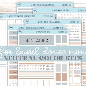 SEPTEMBER Neutral Color Stickers for small Laurel Denise Planners || NSEP