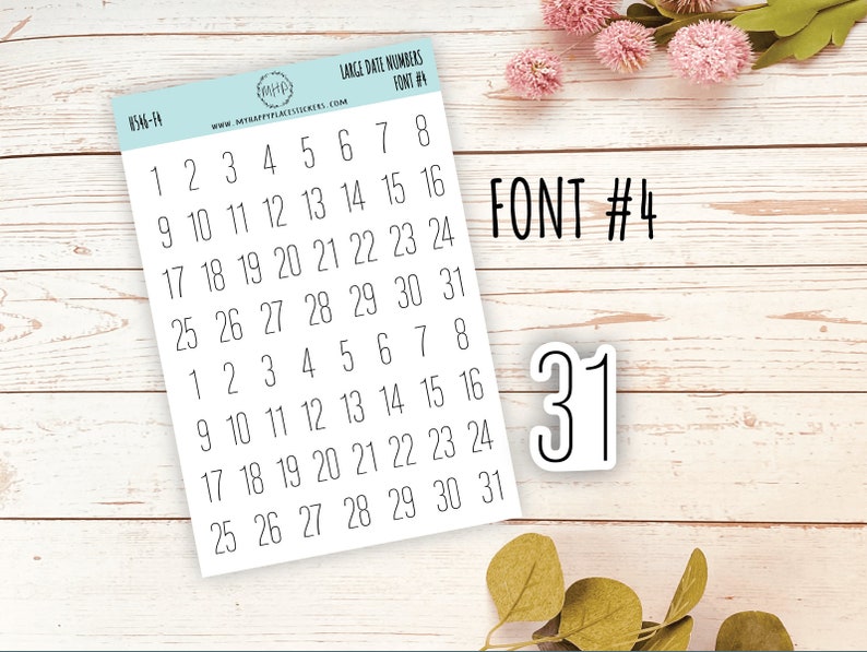 Sticker Set of Large Date Number Stickers for Planners, Organizers and Bullet Journals S06 image 5