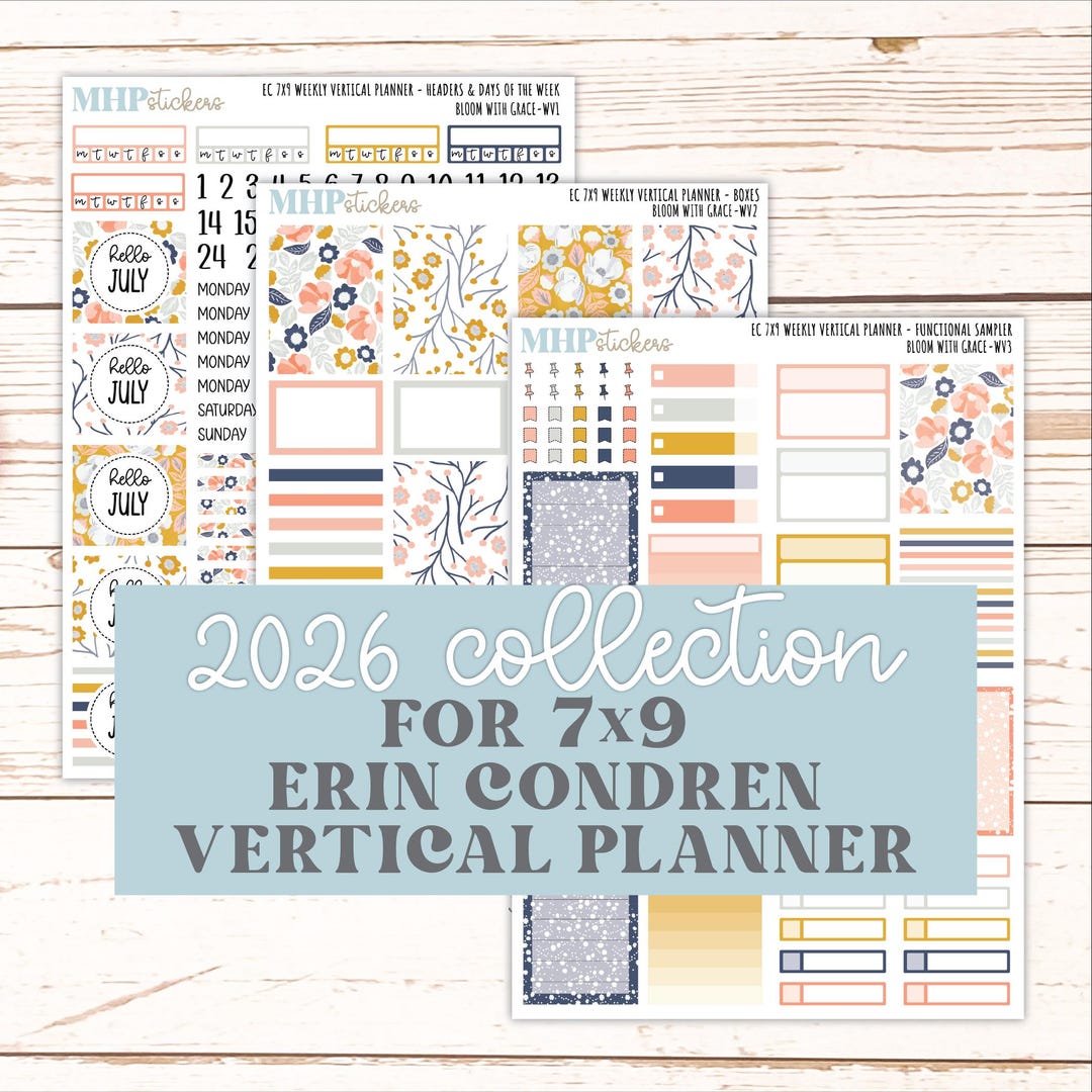 JULY Weekly Vertical Kits for 7x9 Erin Condren Planners. 2026 ...