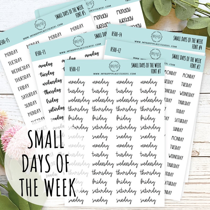 Small Days of the Week Sticker for Planners Organizers and image 1