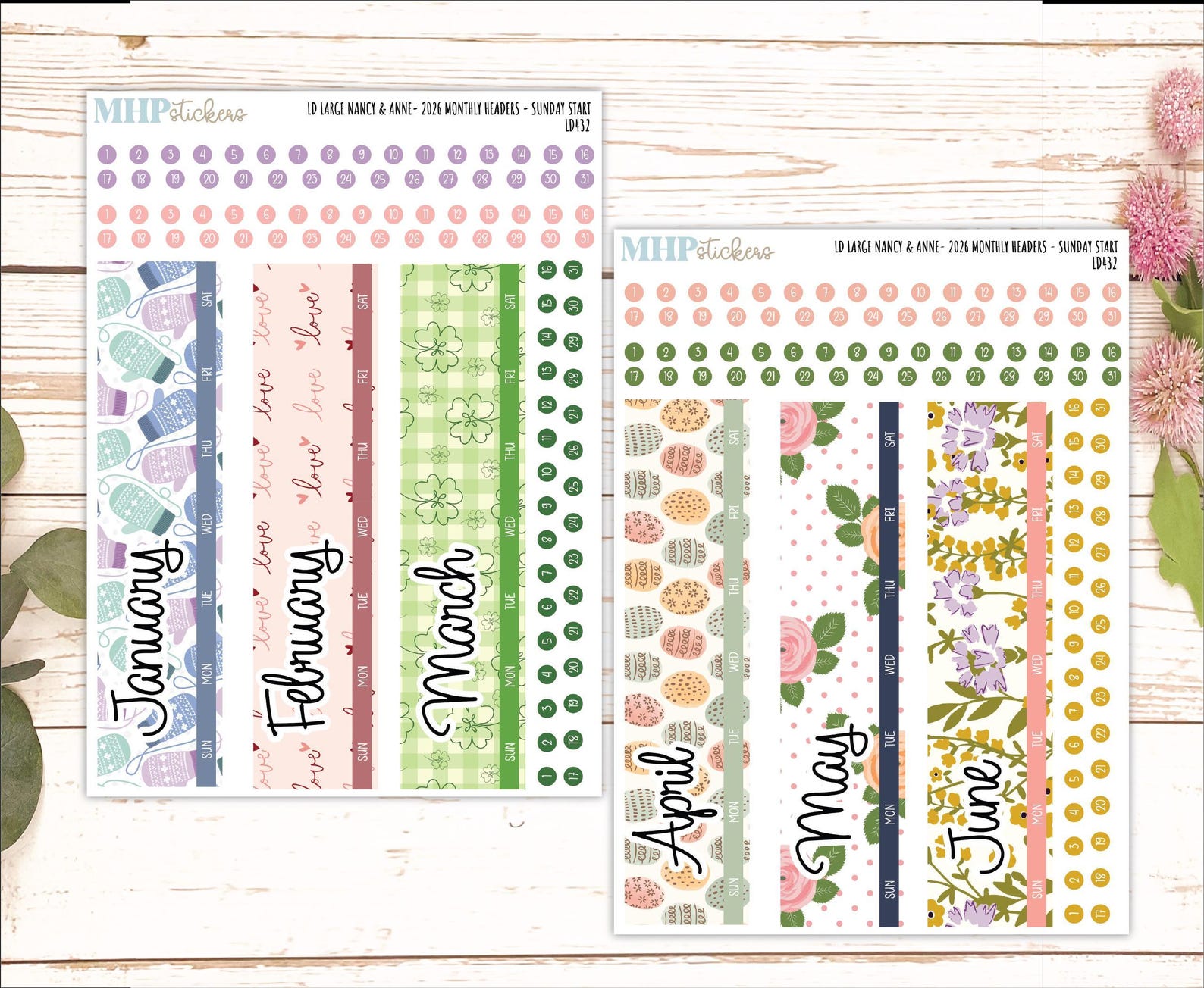 2026 Monthly Headers Set for the Large Nancy & Anne Laurel Denise ...