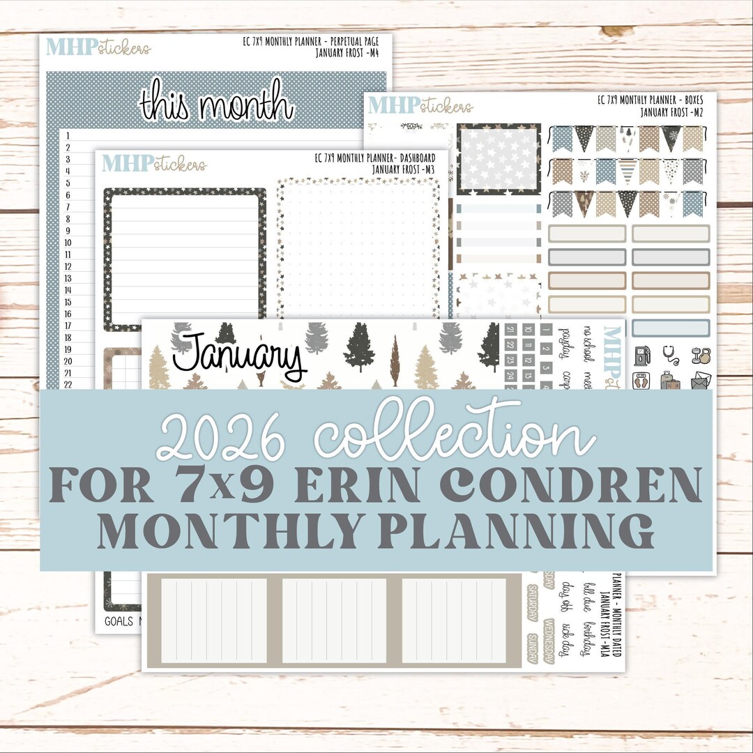 JANUARY Monthly Kit for 7x9 Erin Condren Planners. 2026 Collection ...