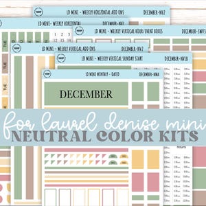 DECEMBER Neutrale kleurenstickers voor MINI horizontale en verticale Laurel Denise planners. || BDE: