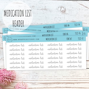 MEDIKAMENTENLISTEN-Aufkleber für Kalender, Lehrerplaner und Bullet Journals. || T322