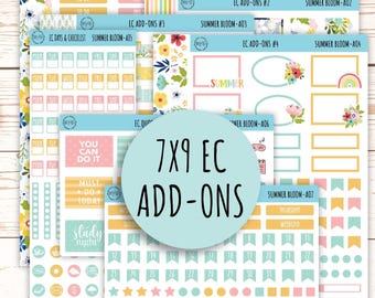 Add Ons Stickers for 7x9 Erin Condren Planners. July "Summer Bloom" || SB-AO
