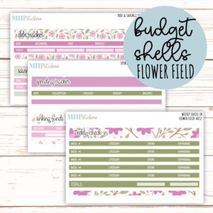 Budgetschelpen. Add-ons voor Laurel Denise Planners "Flower Field" || UIT: