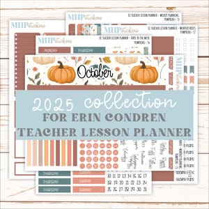 OCTOBER Stickers for EC Teacher Lesson Planner. 2025 Collection  &quot;Pumpkins&quot;  || ECT