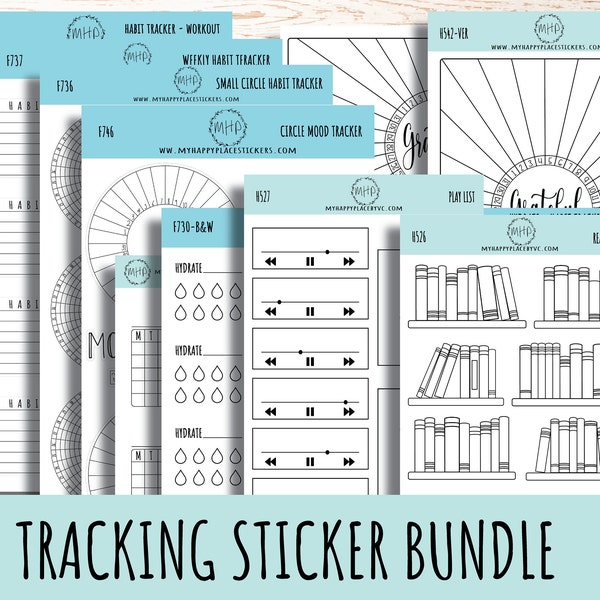Tracking Stickers for Planners and Bullet Journals. Sticker Bundle || B03