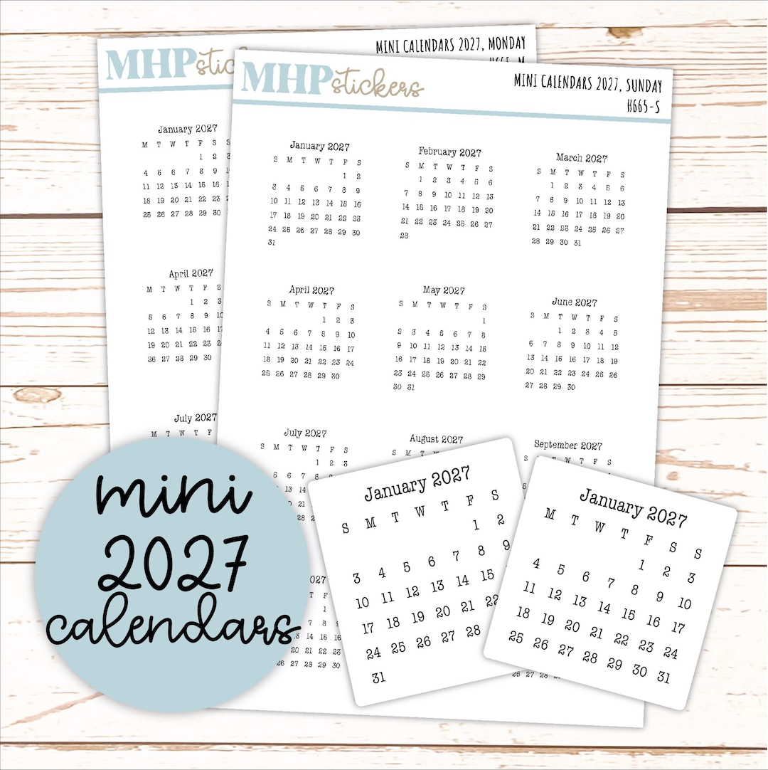 Mini 2027 Calendar Stickers for Planners and Bullet Journals || H665 - Etsy