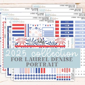 JUILLET 2025 Stickers pour agendas Laurel Denise. « Happy 4th » || PTH4