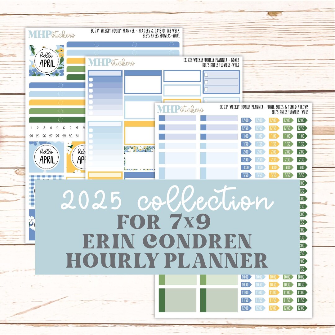 APRIL Weekly Hourly Planning Kits for 7x9 Erin Condren Planners. 2026 ...