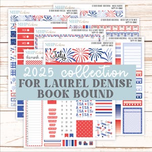 Juillet 2025 Stickers pour agenda Laurel Denise BOOK BOUND. « Happy 4th » || BB