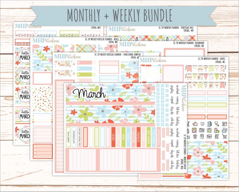 MARCH Weekly Vertical Kits for 7x9 Erin Condren Planners. 2026 ...