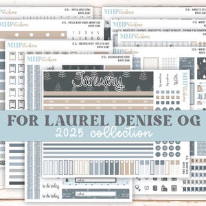 2025 年 1 月 オリジナルサイズの横型および縦型 Laurel Denise プランナー用ステッカー。「冬」|| OGW