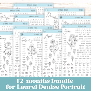 Minimalist Stickers for the Laurel Denise Scout Planner(formerly Portrait Planner). || LD-P Full Set (12 Months)