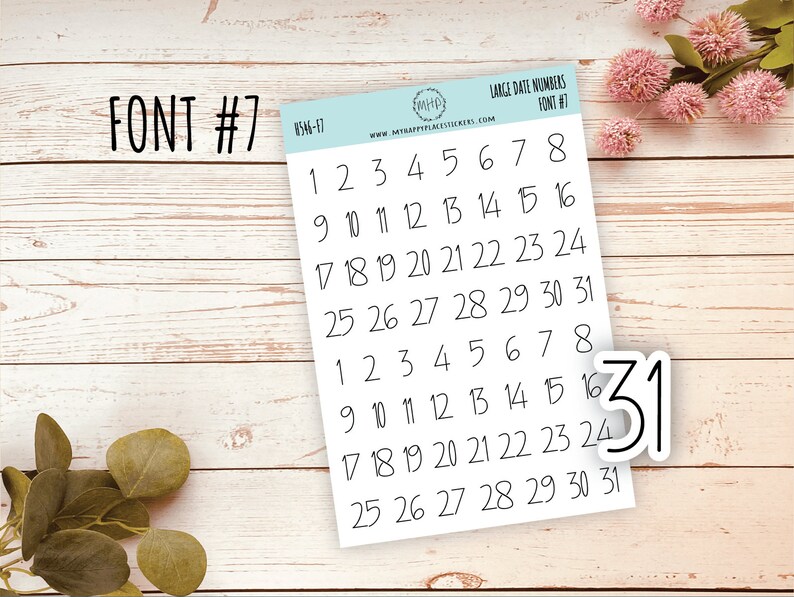 Sticker Set of Large Date Number Stickers for Planners, Organizers and Bullet Journals S06 image 8