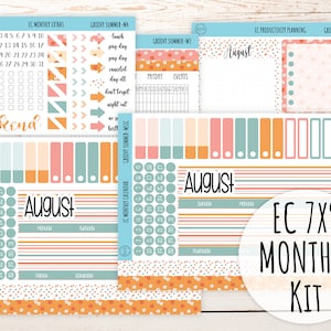 Erin Condren 7x9 Monthly Kit. AUGUST  &quot;Groovy Summer&quot; Planner Stickers || GS-M