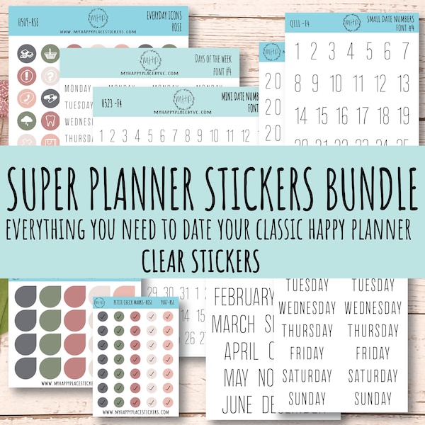 Planner Sticker Bundle Perfect for Classic Happy Planner. Transparent / Clear Stickers || B01-CM