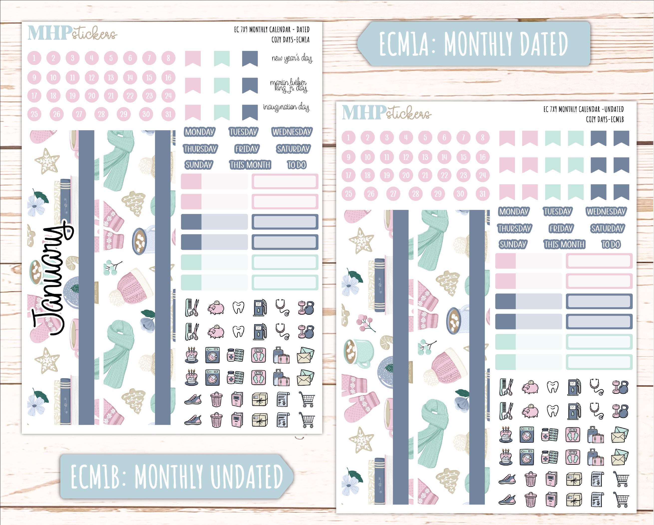JANUARY 2025 Monthly Kit Stickers for 7x9 Erin Condren Planners. "cozy ...