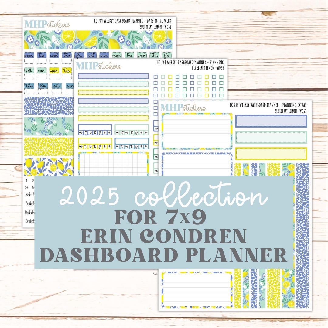 JULY Weekly Dashboard Kit for 7x9 Erin Condren Planners. "blueberry ...