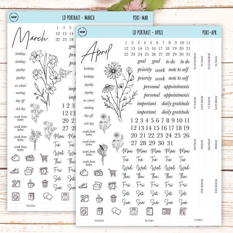 Minimalist Stickers for the Laurel Denise Scout Planner(formerly Portrait Planner). || LD-P image 3
