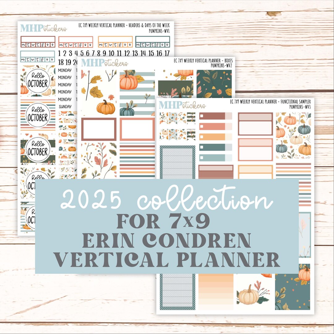 OCTOBER Weekly Vertical Kits for 7x9 Erin Condren Planners. "pumpkins ...
