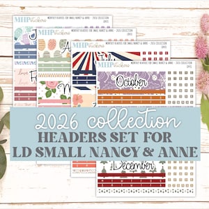 2026 Monthly Headers Set for the Small Nancy & Anne Laurel Denise Planners (Mini Planner) || LD431