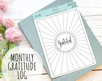 Gratitude Log Stickers for Bullet Journals. Stickers for Planners and Organizers. Doodle Stickers || H542