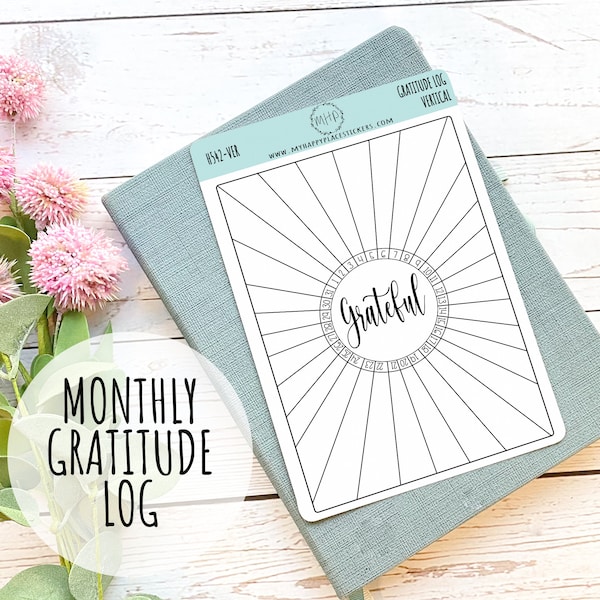 Gratitude Log Stickers for Bullet Journals. Stickers for Planners and Organizers. Doodle Stickers || H542