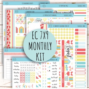 August Monthly Kit Stickers for 7x9 Erin Condren Planners.  &quot;SUMMER TIME&quot; || ST-M