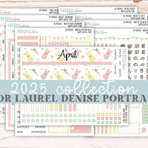 ABRIL DE 2025 Pegatinas para planificadores de retratos de Laurel Denise. "Feliz Pascua" // PTHE