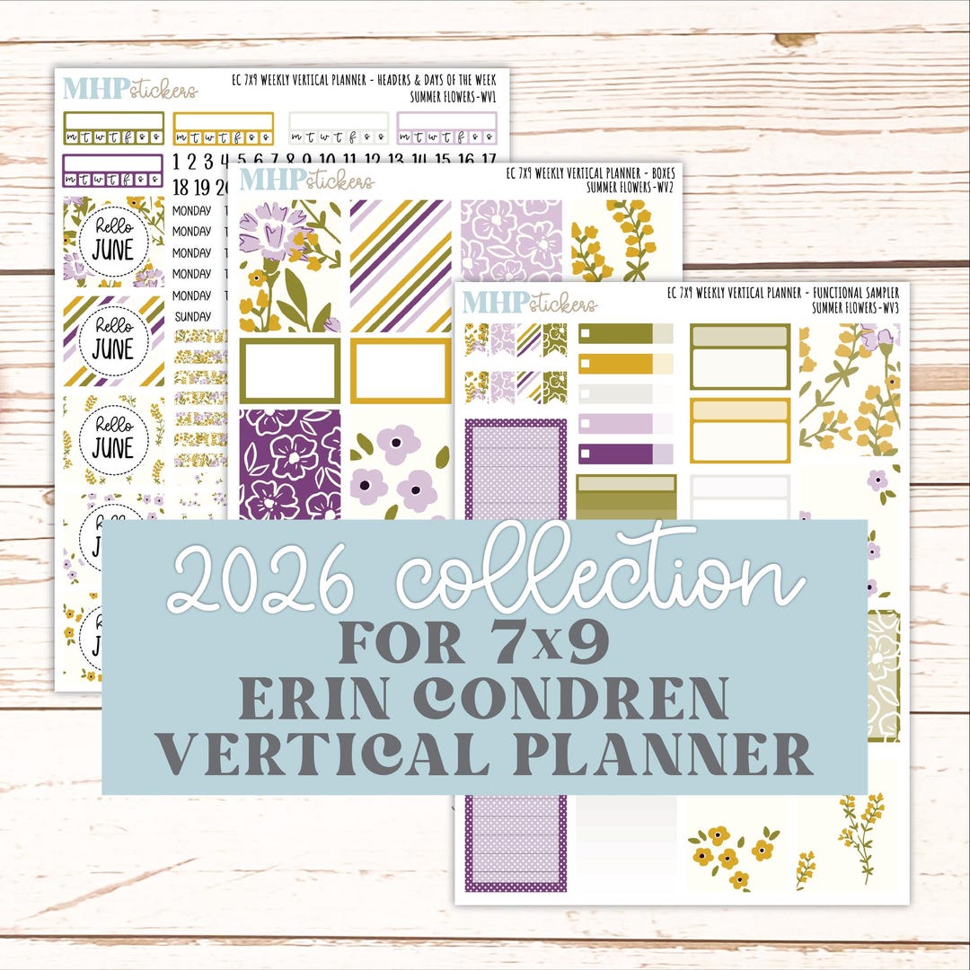 JUNE Weekly Vertical Kits for 7x9 Erin Condren Planners. 2026 ...