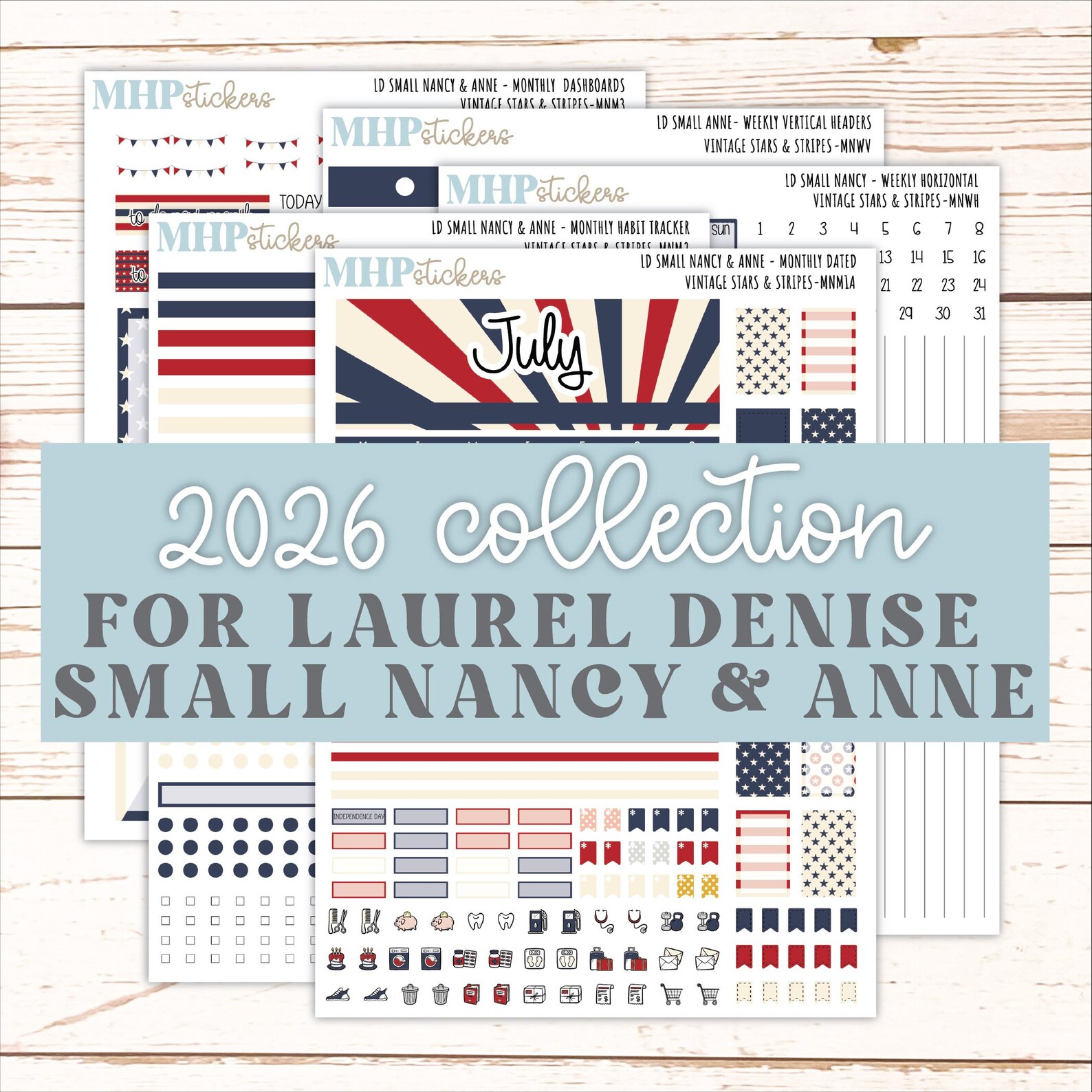 JULY 2026 Stickers for Small Nancy & Anne Laurel Denise Planners ...