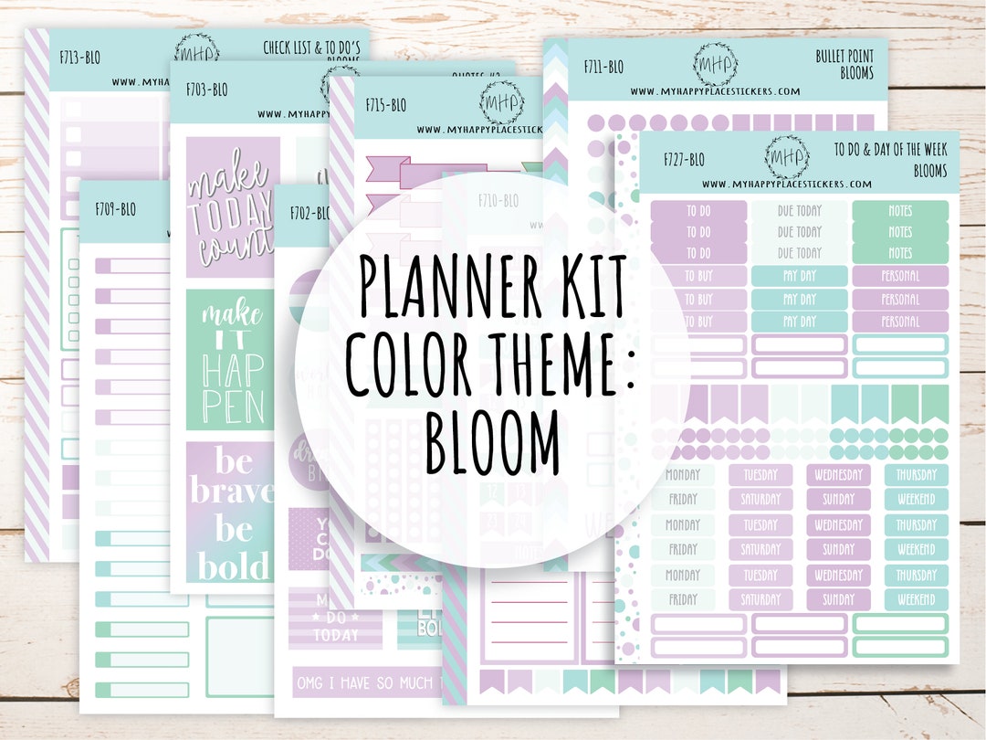 Weekly Kit Sheets "bloom". Stickers for 7X9 Planners and Bullet ...