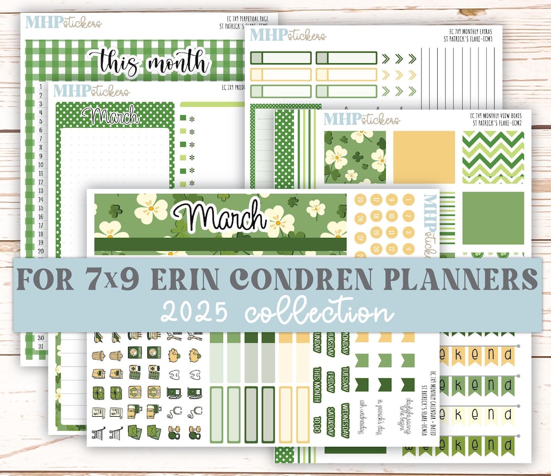 MARCH 2025 Monthly Kit Stickers for 7x9 Erin Condren Planners. "st ...