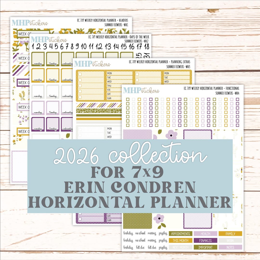 JUNE Weekly Horizontal Planning Kit for 7x9 Erin Condren Planners. 2026 ...